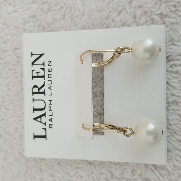 New Ralph Lauren Pearl Drop Earrings - Picture 2 of 5